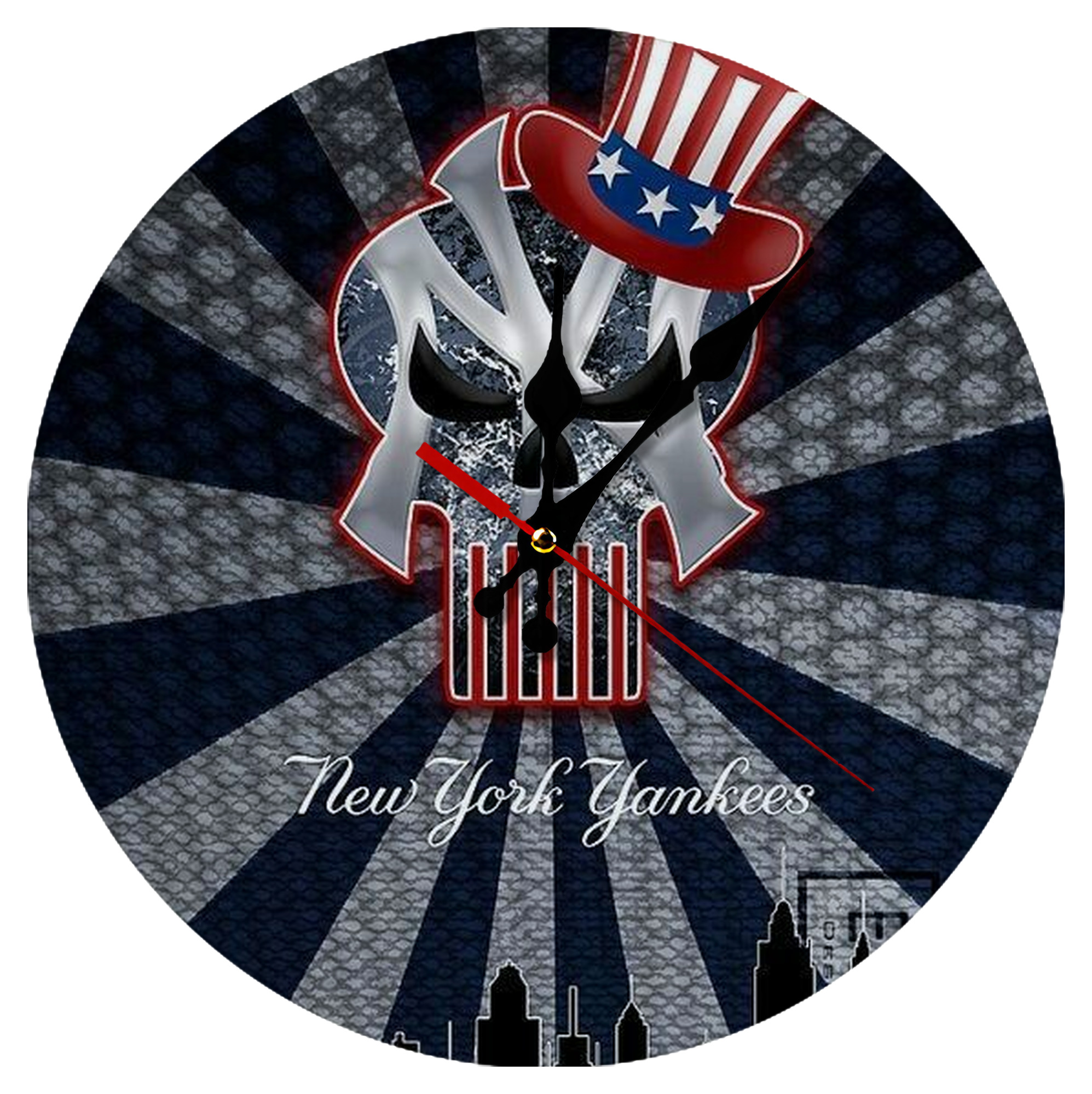 New York Yankees 340 Silent Round Wall Clock – Modern & Stylish DIY Design, Durable Wood Construction, Easy To Install – Perfect For Office, Bedroom, Living Room, And More